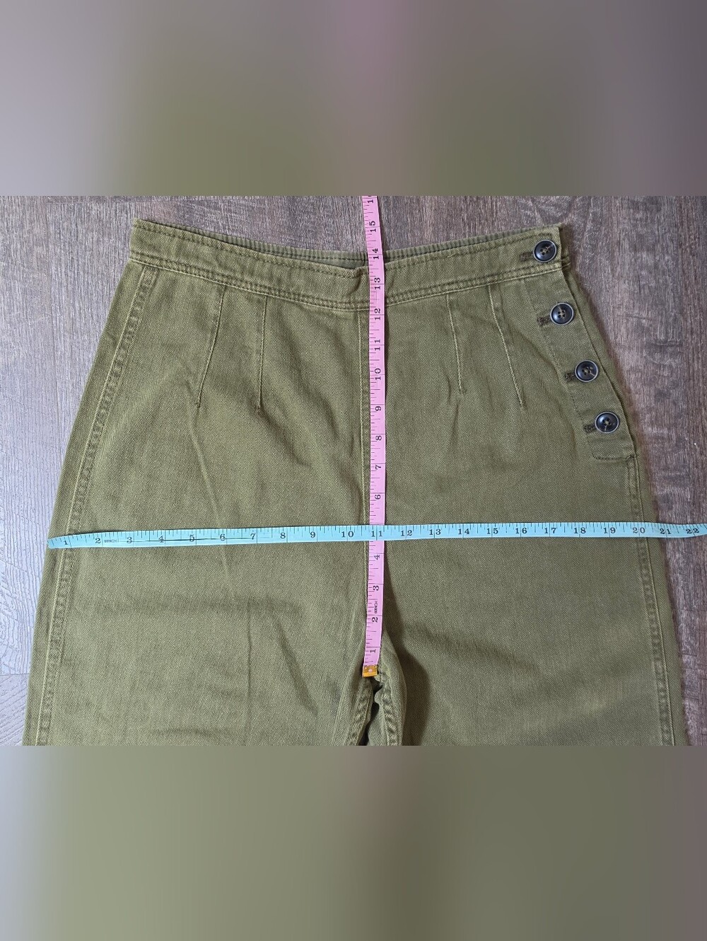 Free People X Revolve Clean Mod Cropped Wide-Leg Utility Pants Womens 8 Olive Co - Picture 9 of 14